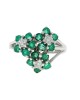 Emerald and Diamond Flower Cluster Ring in White Gold